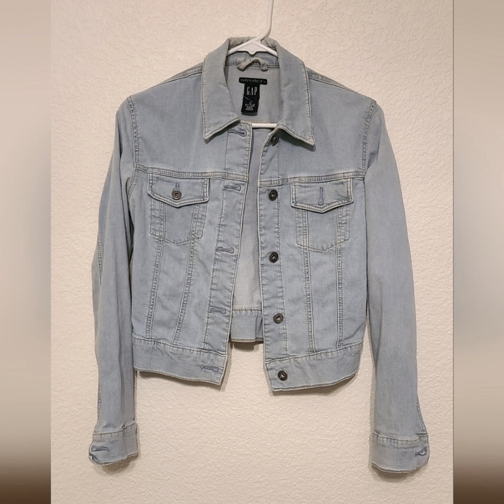 GAP light blue stretch denim jean Jacket womens size small